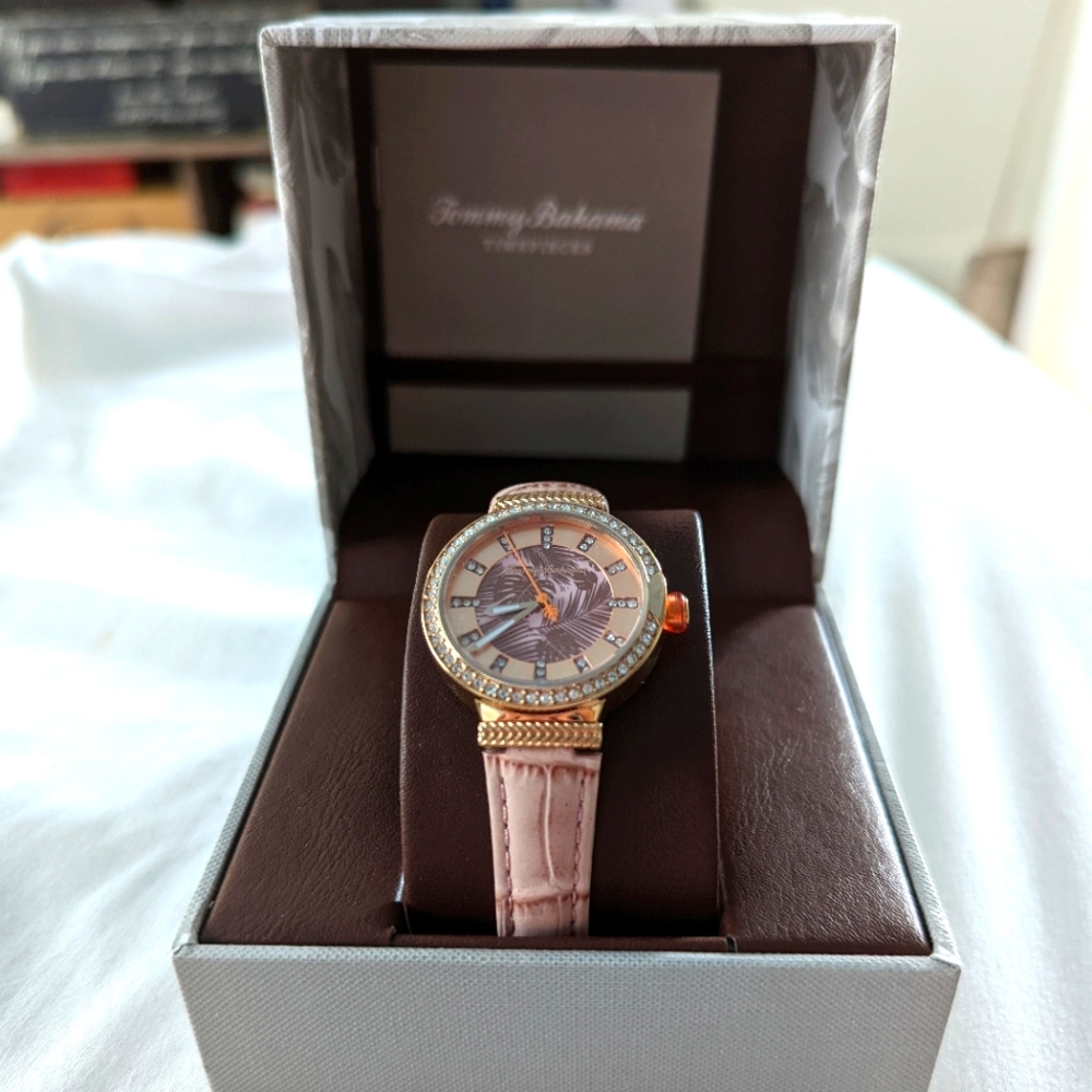 Tommy Bahama Pink and Rose Gold Watch with Swarovski Crystals
